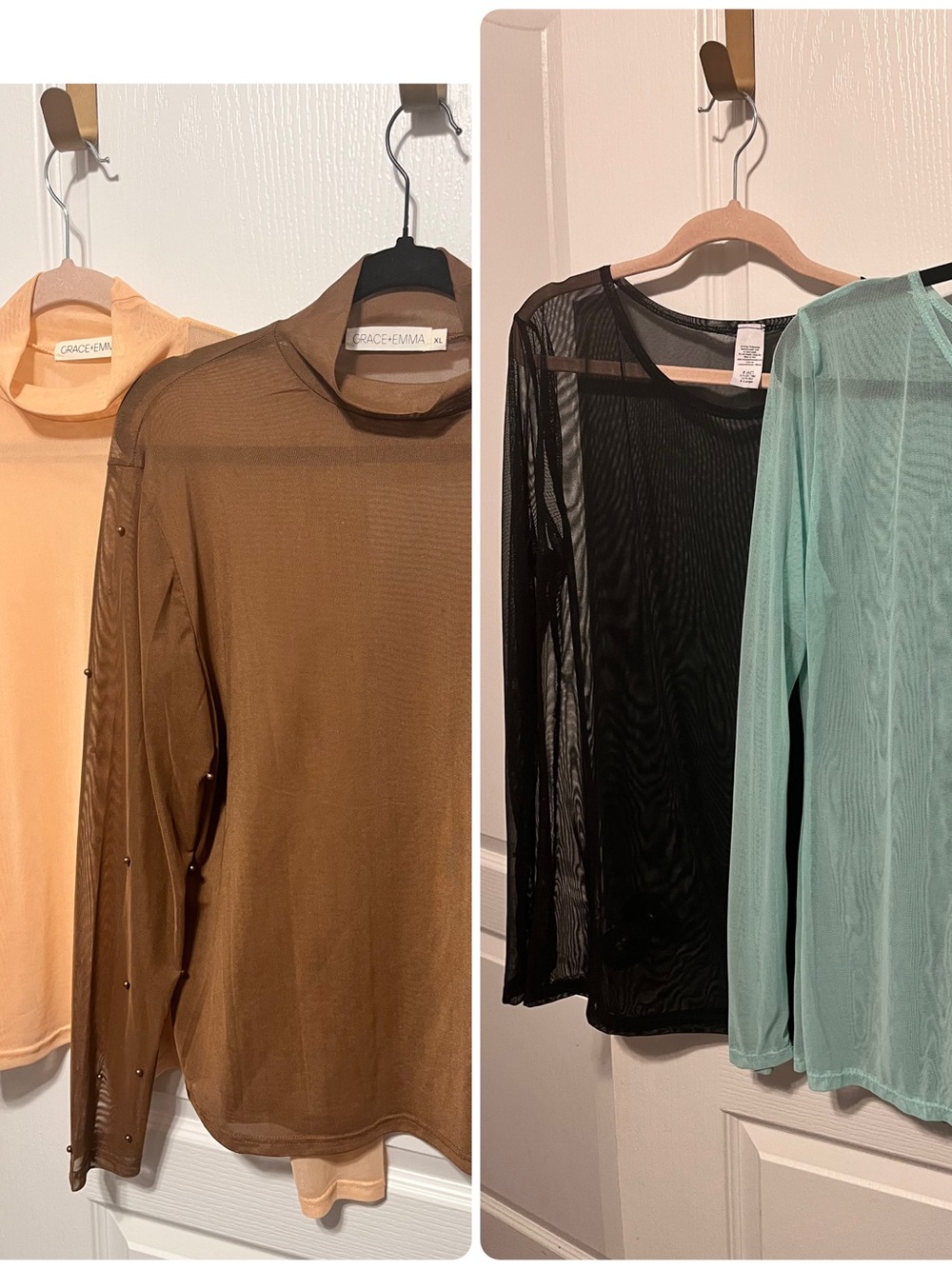 Grace & Emma Black Sheer Long-Sleeve Camisole